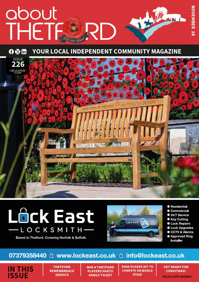 The David Osborne memorial bench at the Thetford's Lost Soldiers display at Thetford Cemetery