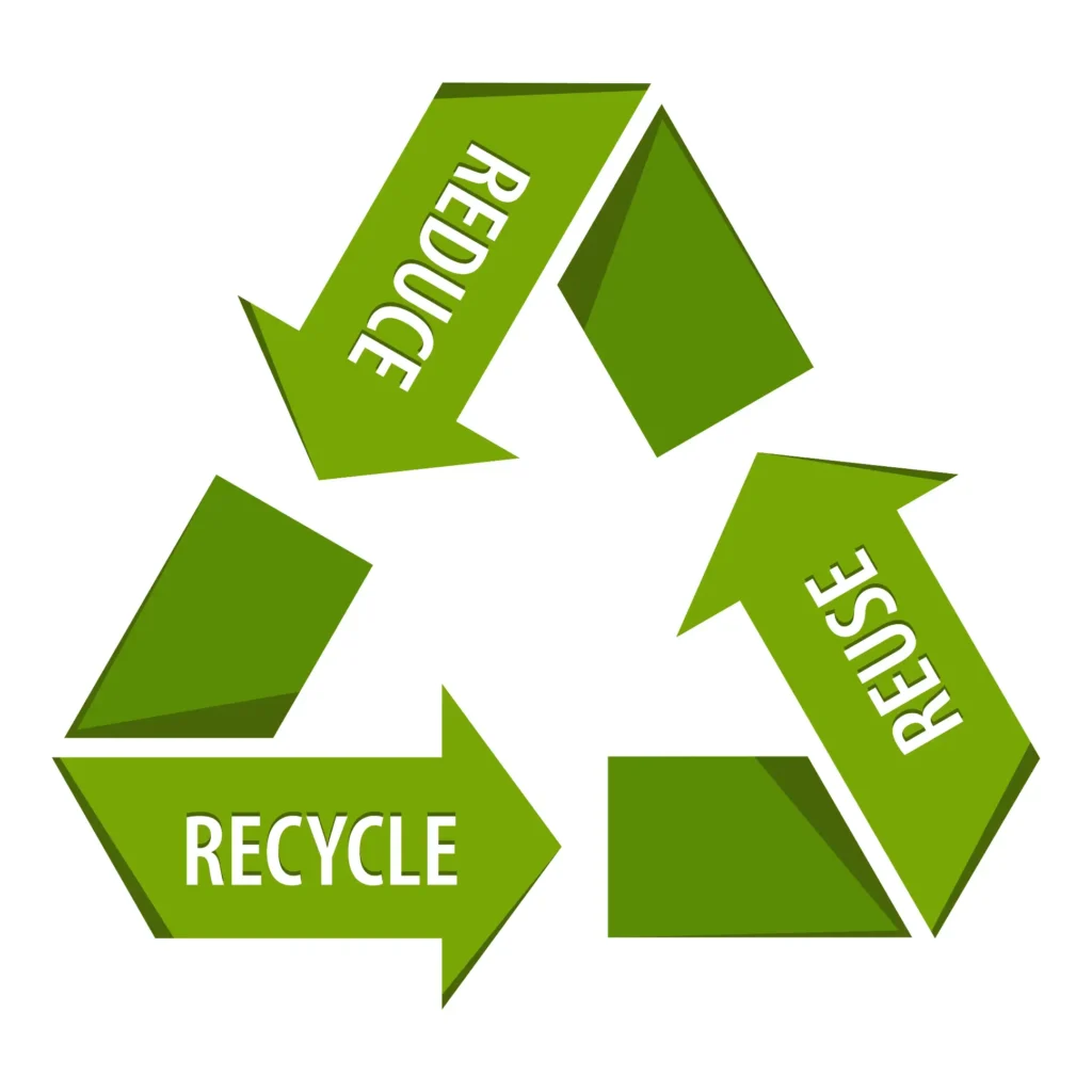 Green arrows forming the recycling logo triangle