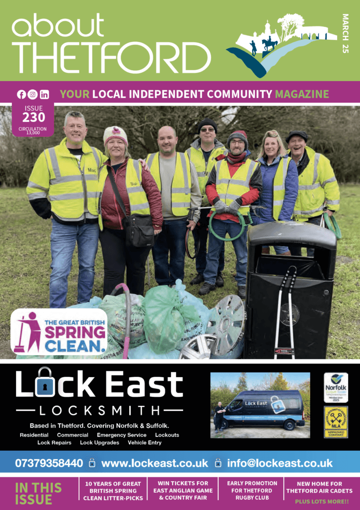 Local community magazine featuring Norwich Road Residents Association litter pickers and bags of rubbish collected in one hour