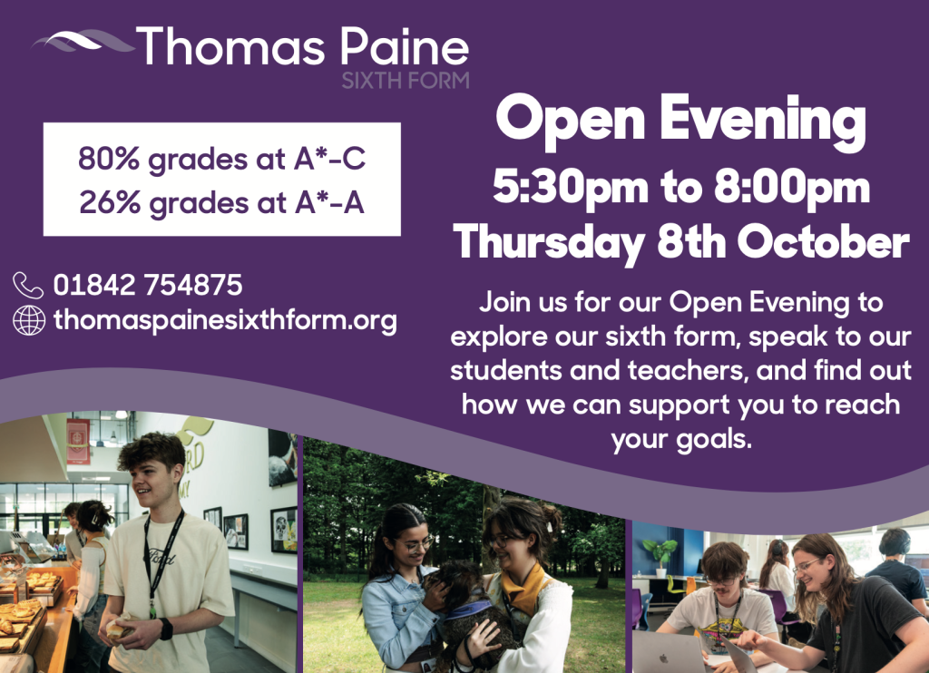 AD Thomas Paine Sixth Form open evening 2026